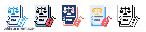 Price Regulation Icon Sheet Multiple Style Collection 