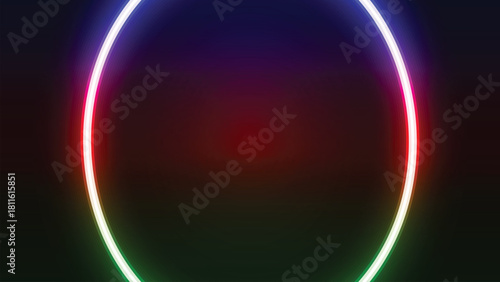Glowing Neon Ring with Multicolor Gradient on Dark Background Abstract Vector