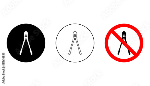 Pliers in three visual styles for hardware or tool-related graphics