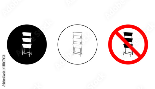 Stackable chair symbols displayed in multiple styles for furniture signage and interface design