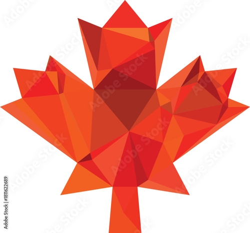 red origami paper, orange mapple leaf vector illustration