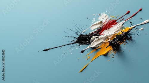 Fototapeta Naklejka Na Ścianę i Meble -  Abstract paint splatter on light blue background