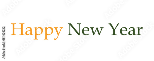 Minimalist Happy New Year Vector Typography with Earth Tone Colors and Subtle Orange Green Split