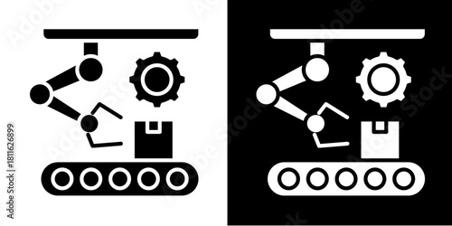 Process Automation  Icon Set White Style Collection