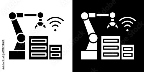 Smart Manufacturing  Icon Set White Style Collection