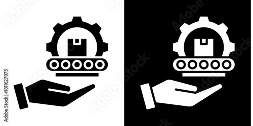 Production Output  Icon Set White Style Collection