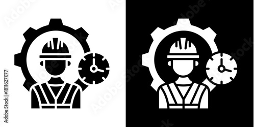 Labor Management  Icon Set White Style Collection