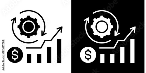 Cost Analysis  Icon Set White Style Collection