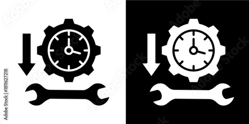 Equipment Downtime  Icon Set White Style Collection