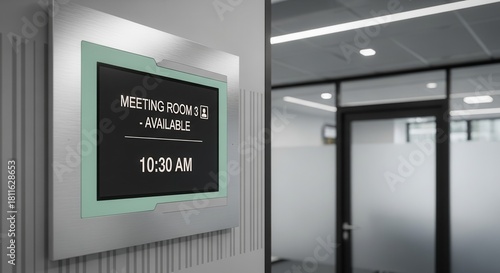 Modern Office Meeting Room Availability Signage Displaying Clear Scheduling Information Detail