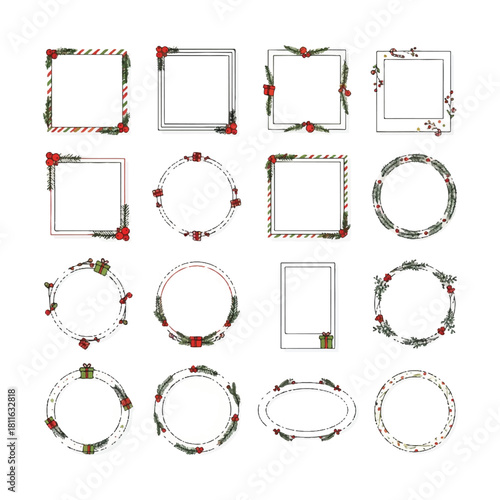 Collection of Decorative Frames with Floral and Botanical Elements.