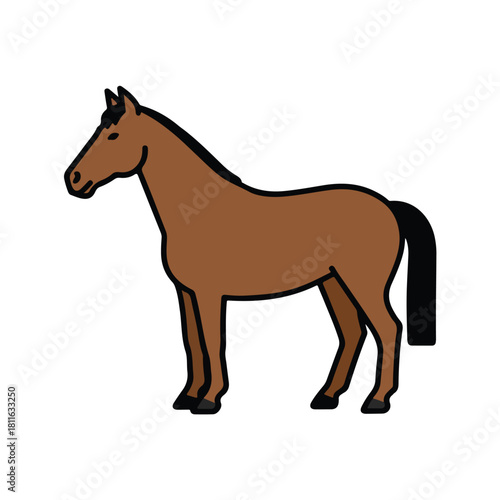 Cartoon Horse Illustration  Brown Farm Horse Vector Clipart