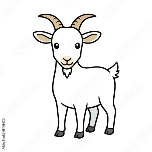 Cute Cartoon Goat Illustration  Farm Animal Vector Clipart