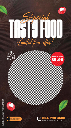 Delicious plate of spaghetti with fresh tomatoes and basil perfect for a restaurant menu or food advertisement