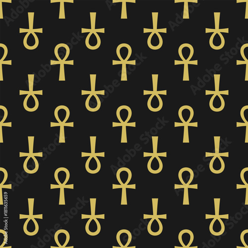 Ankh Gold Black Alternating Seamless Pattern