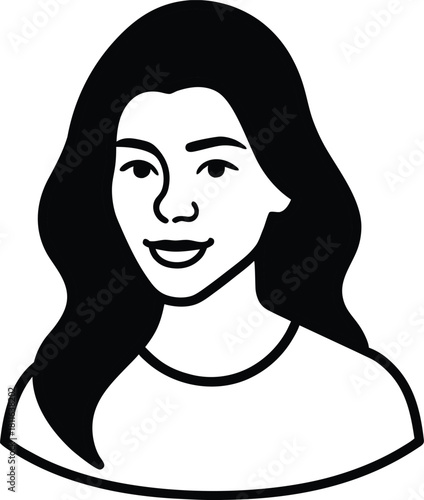 Latina woman line art with transparent background