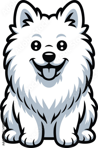 Cute cartoon a illustrator vector American Eskimo Dog