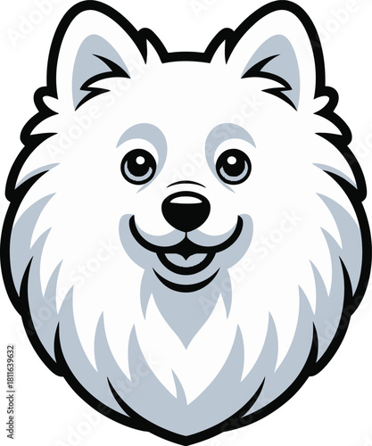 Cute cartoon a illustrator vector American Eskimo Dog