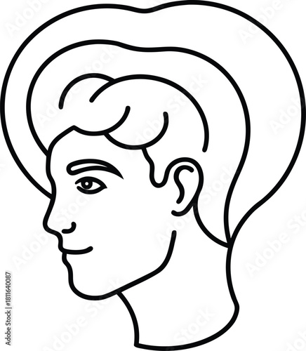 Mind expansion portrait line art with transparent background