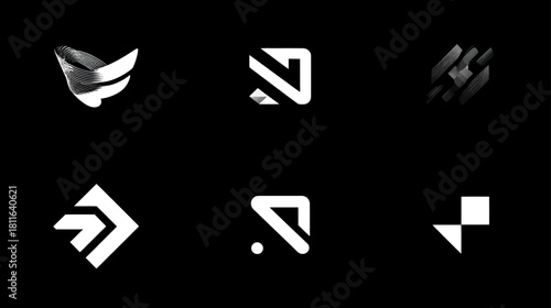 Modern abstract geometric logo designs collection for corporate identity, technology, and branding. Minimalist vector symbols set.