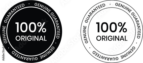 100 Percent original badges Isolated on transparent Background, Authenticity and quality Vector Illustration.