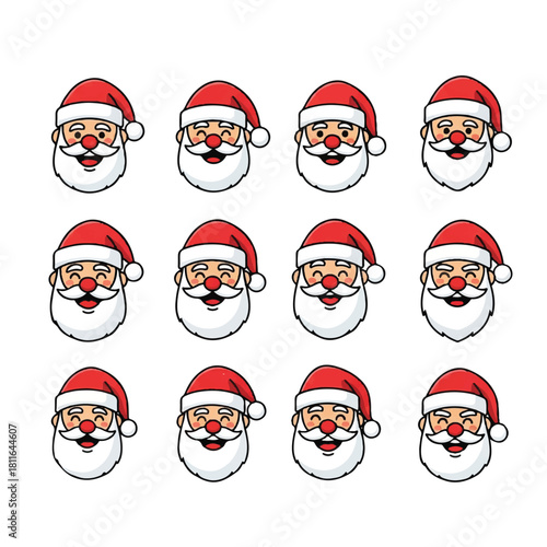 Santa Claus Faces: A Festive Collection of Christmas Icons.