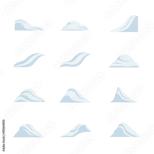 Collection of Snowdrift Illustrations for Winter Designs.