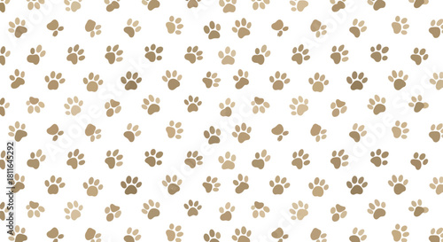 Seamless pattern of animal paw prints in various brown tones for backgrounds