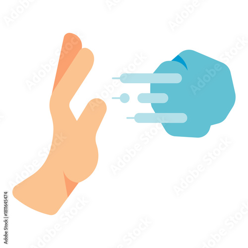 hand throw stone flat icon