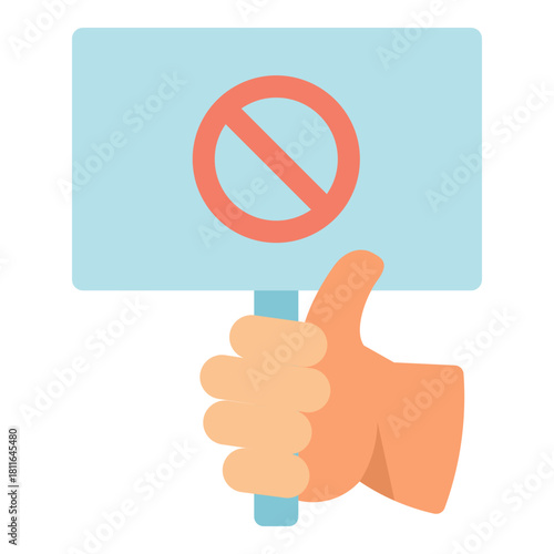 hand holding protest sign flat icon