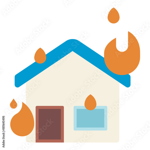 house fire by arson flat icon