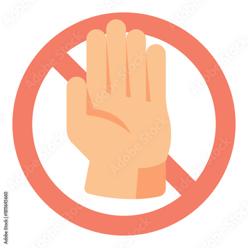 stop hand signal flat icon