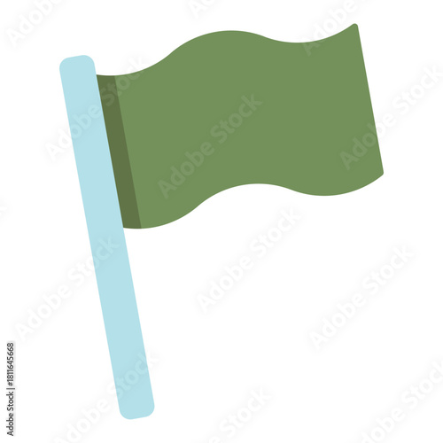 green waving flag flat icon