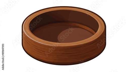 Round wooden container or bowl for food preparation or storage use