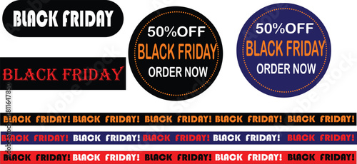 Black friday sale promotion banners and labels with discounts