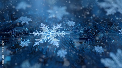 雪とデジタル回路が融合する背景3