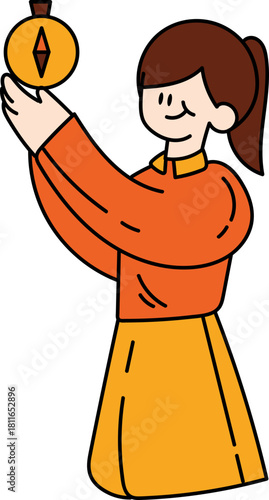 Woman finds direction with compass illustration Milestone Tracking Brainstorm