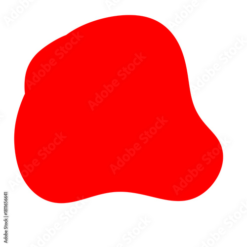 Abstract Red Organic Blob Shape Isolated on White Background