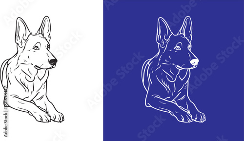 Outline drawing of a dog sleeping peacefully canine slumber illustration