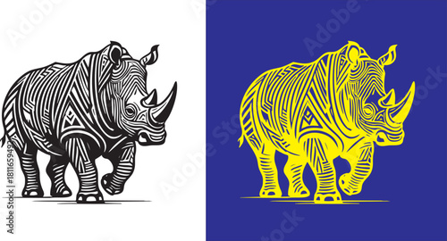 Stylized Silhouette of Elephant Legs Powerful Stance on White Background