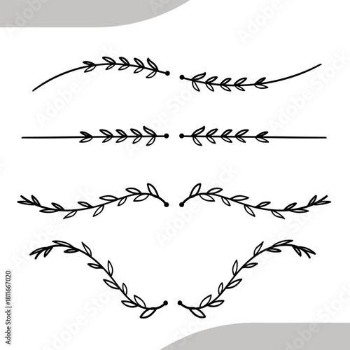 Vine line divider hand drawn for text layout separator decoration vector illustration