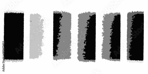 Abstract gradient bars with rough edges in black and white tones
