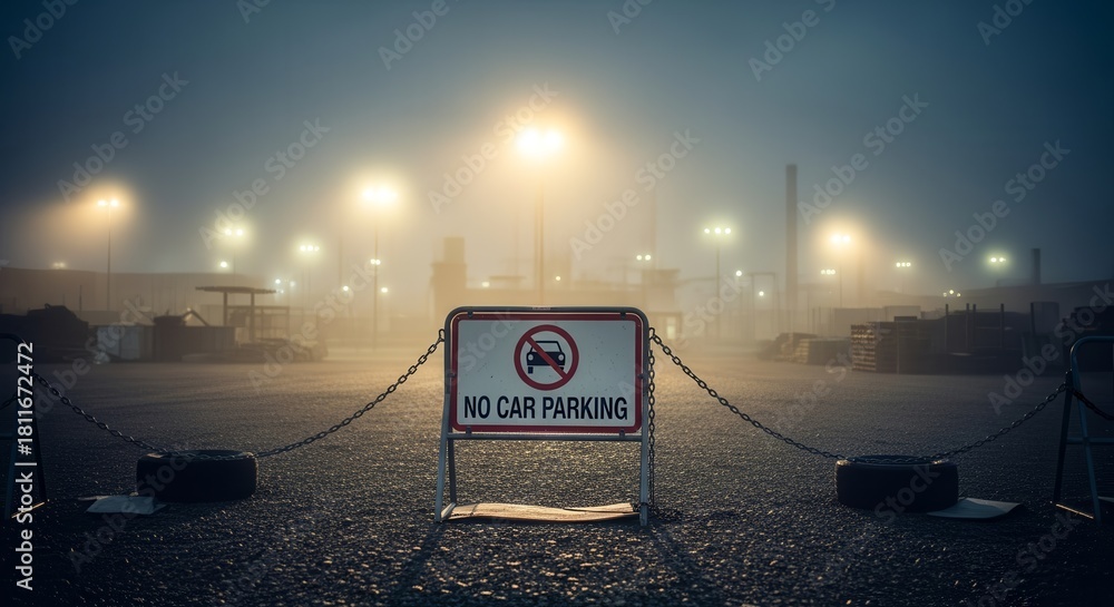 © KHARISMA - Restricted Area Revealed In Foggy Evening With Streetlights Illuminating The Atmosphere