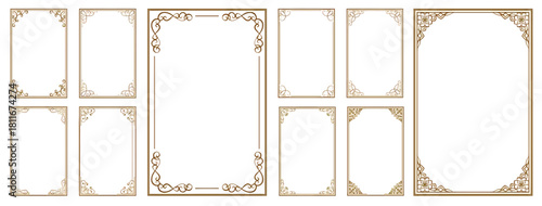 Decorative vector frames and borders. Floral vintage ornament, Decorative components for wedding invitations, menus, certificates