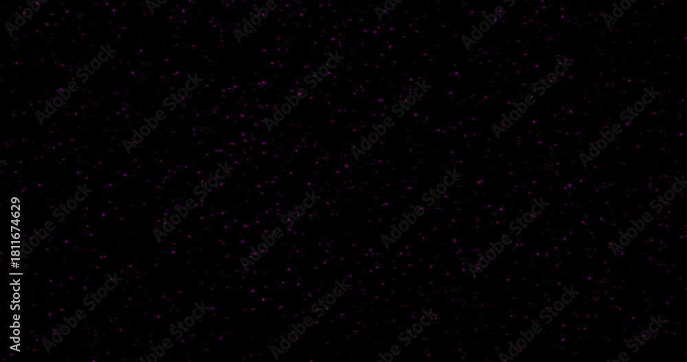 Fototapeta premium Red dust particles of varying sizes and transparency on a black background. Abstract glowing effect with a festive atmosphere.