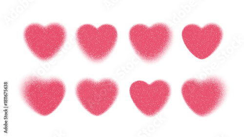 Eight Pink Hearts In A Soft Sprinkle Pattern For Love And Joy Vector Illustration Background