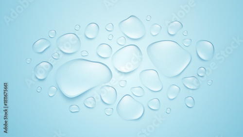 Water Droplets On Blue Background Abstract Bubbles Textured Glassy Surface Vector Illustration Background Gradient Pattern Texture