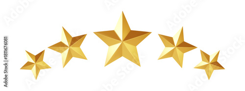 Five Golden Stars In A Row Elegant Vector Illustration Background For Awards And Celebrations