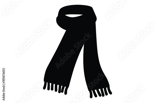 scarf silhouette vector, winter scarf black silhouette vector