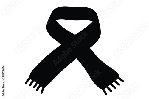 scarf silhouette vector, winter scarf black silhouette vector